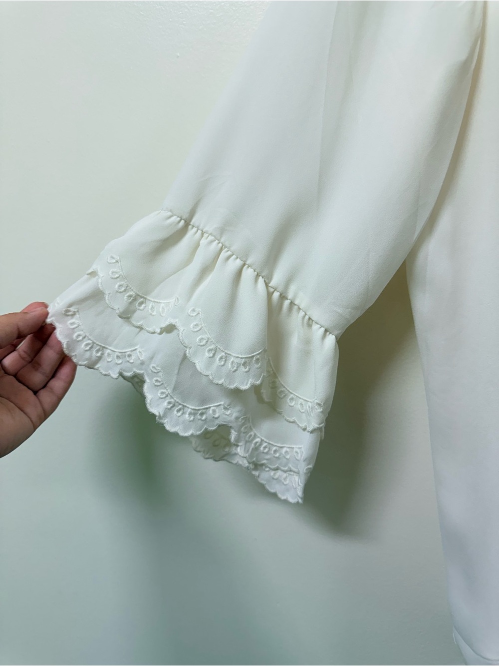 LOFT Cream Lightweight Round-Neck Blouse - Picture 3 of 5